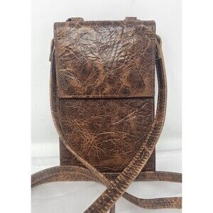 Vtg Rolfs Brown Distressed Leather Organizer Wilderness Collection Crossbody NEW
